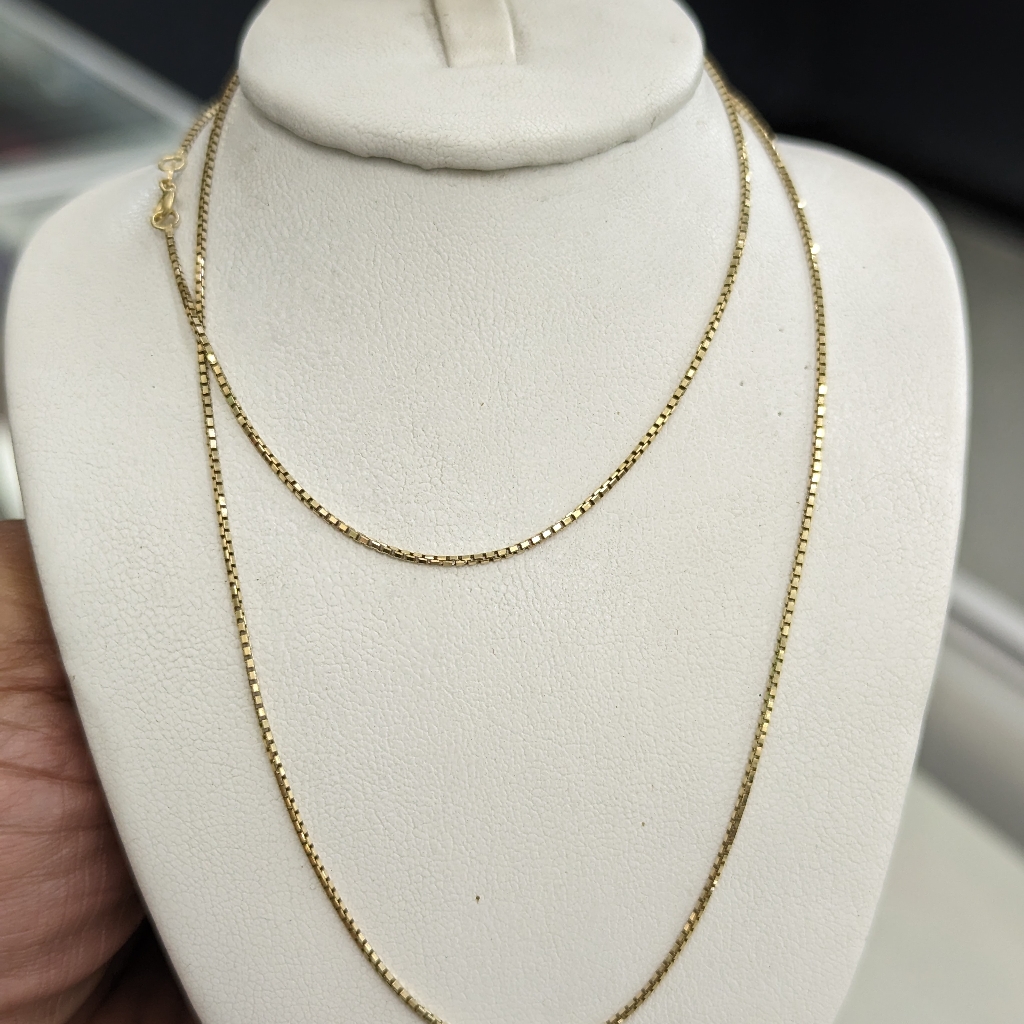10kt Real Gold Box Chain 1 Mm 22 Inches